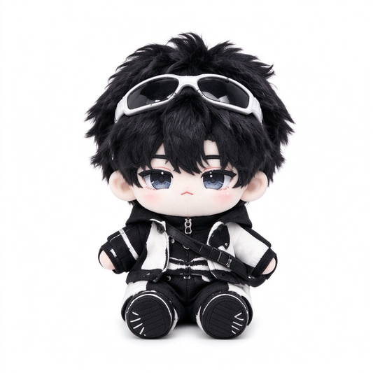 10CM Cool Black Hoodie Cotton Plush Doll Mini Collectible Toy