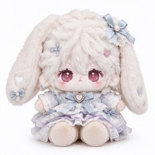 40CM Ivory and Blue Lace Bunny Cotton Doll