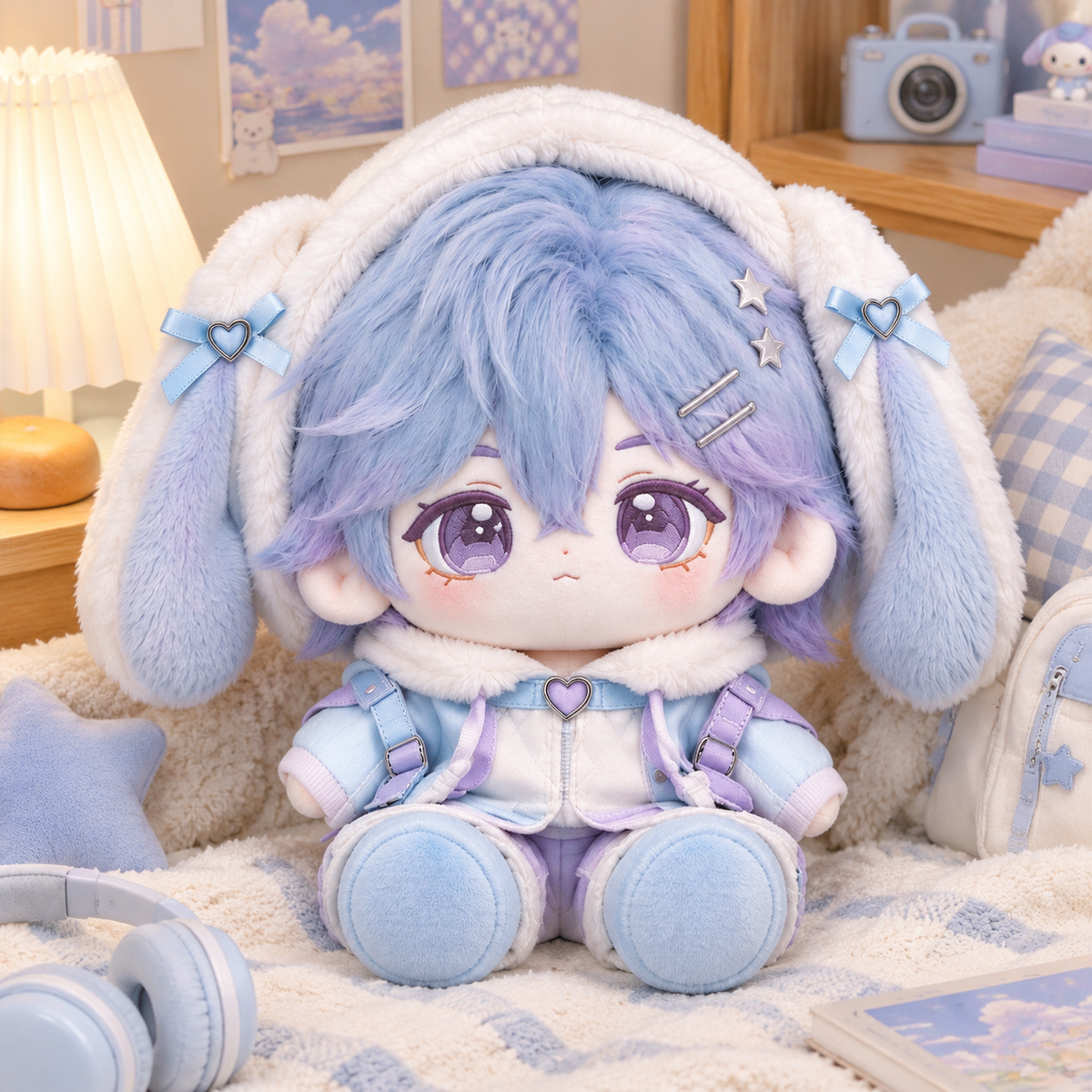 40CM Lavender Blue Bunny Cotton Doll
