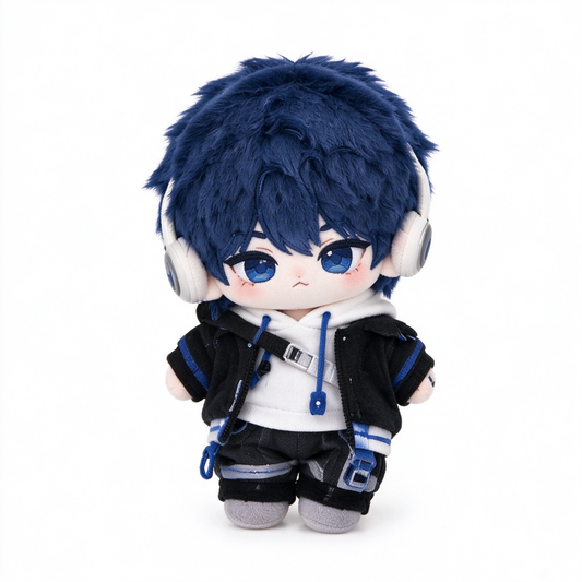 10CM Blue Hair Headphone Boy Cotton Doll Trendy Mini Plush Toy