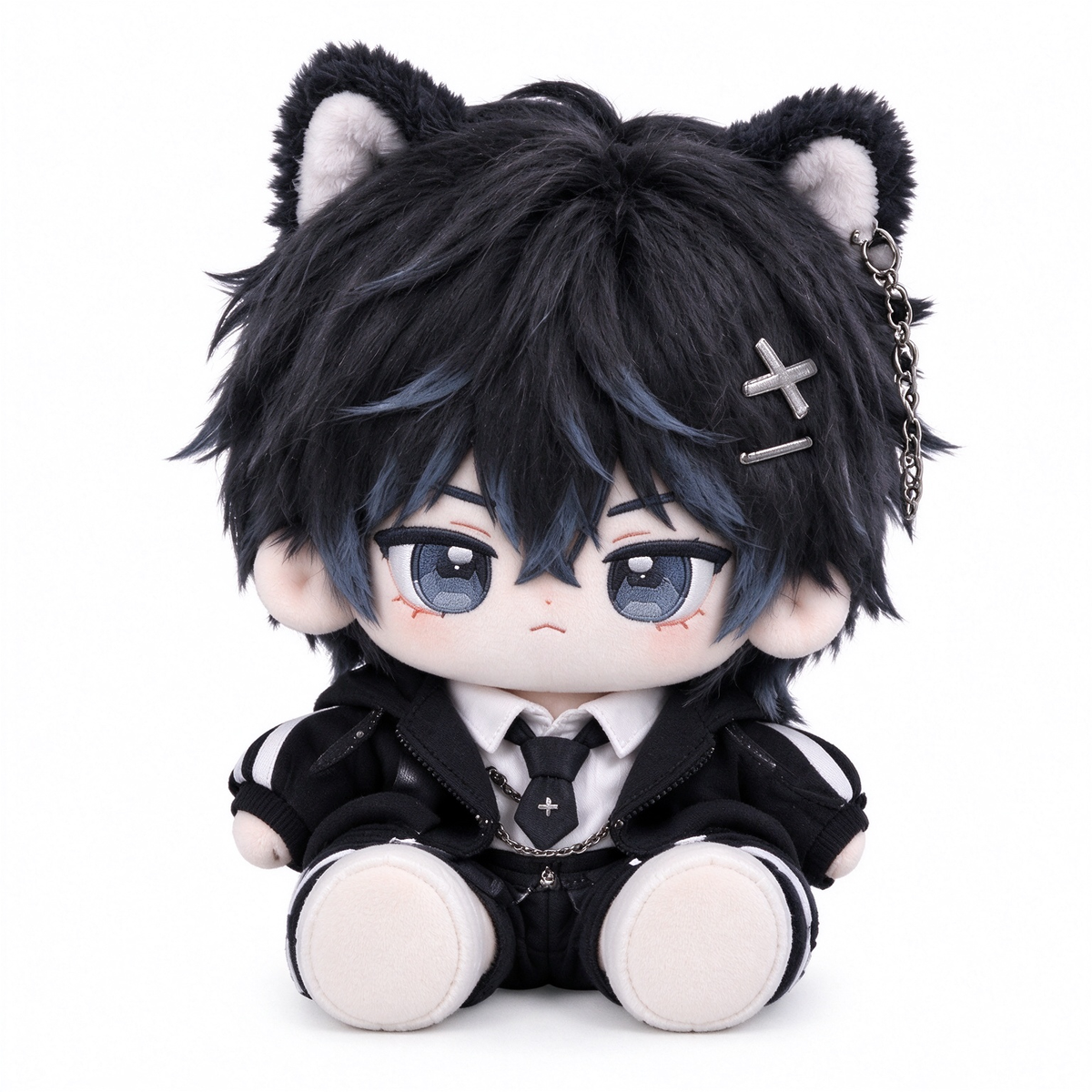 40CM Black and Blue Cat Streetwear Cotton Doll