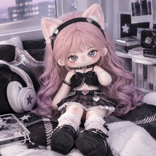 20CM Pink & Lavender Cotton Doll – Alt Fashion Heart Accessories