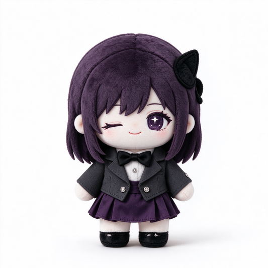 10CM Purple Hair Wink Girl Cotton Doll Suit Skirt Plush